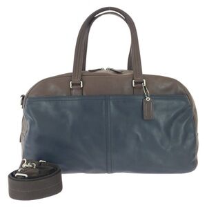COACH Lexington 2-way bag, navy/brown with silver hardware, leather, F70668, ...